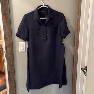 Navy silk shirt dress
